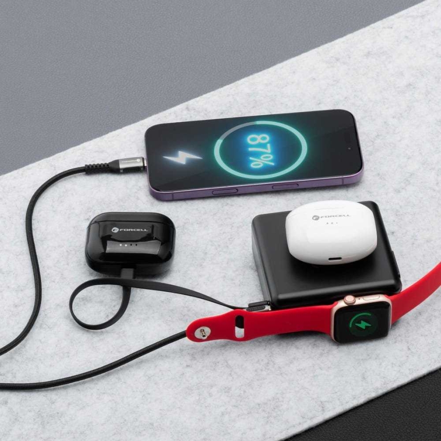 Forcell F-Energy 6in1 Multi-Functional Charger USB A + USB C PD 45W + 15000 mAh External Battery + 15W Wireless Charging Black – 2