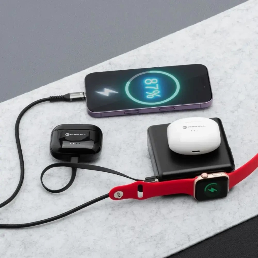 Многофункциональное зарядное устройство Forcell F-Energy 6in1 USB A + USB C PD 45W + внешняя батарея 15000 мАч + беспроводная за – 4