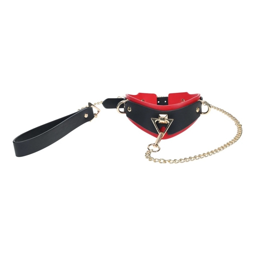 Ouch By Shots Milan Collection - Collar with Leash - Juodas/Raudona