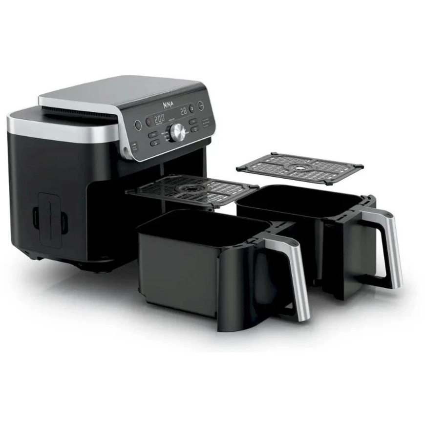 Karšto oro gruzdintuvė Ninja Dual Zone XL DZ950EU, pilka sp., 2470 W, 9.5 l + išmanus termometras – 3