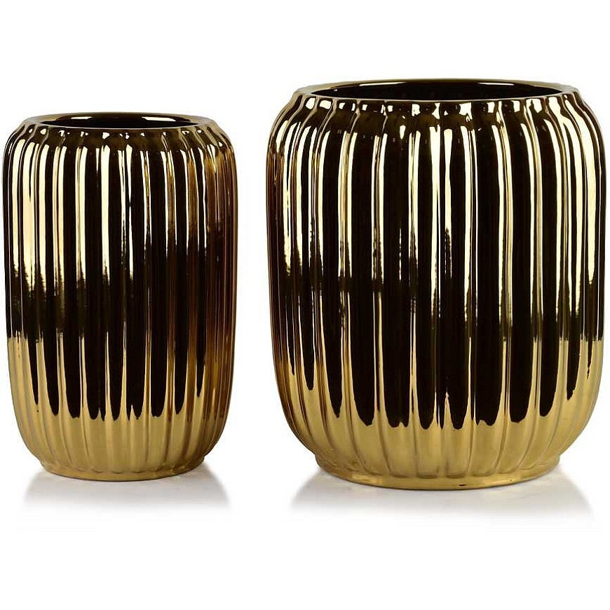 Mondex Since 1986 NEVA GOLD 2 keramikas puķu podu komplekts 40x40x44cm 28x28x40,5cm BIG
