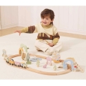 Viga Toys Koka vilciens bērniem ar sliedēm 62 daļu komplekts