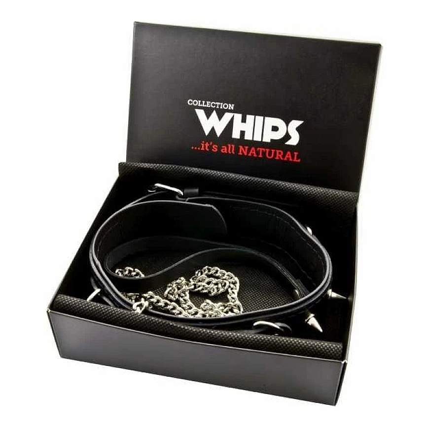 Whips Collections Кожаный ошейник для мужчин со шипами Бондаж BDSM