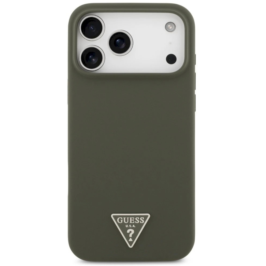 Guess Silicone Triangle Logo MagSafe - kate Apple iPhone 17 Pro Max khaki jaoks – 5