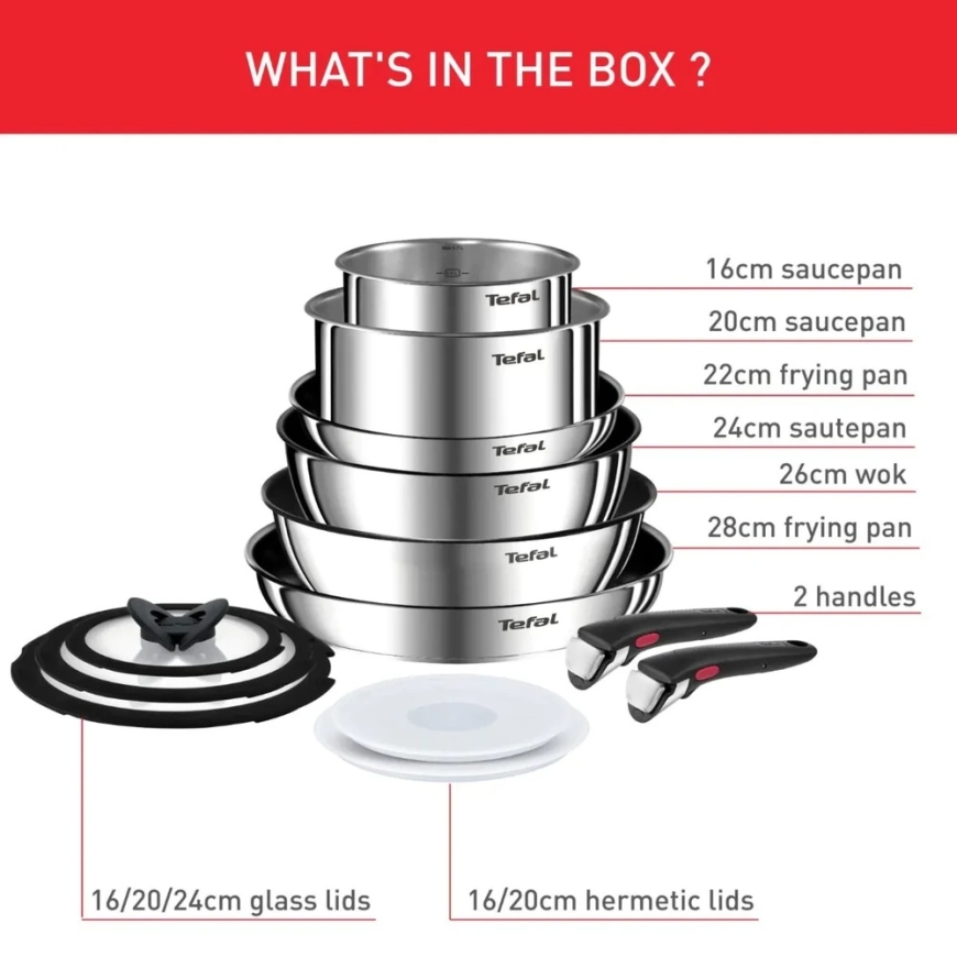 Tefal Ingenio Emotion katlu un pannas komplekts, 13 daļas (L897SD74) – 2