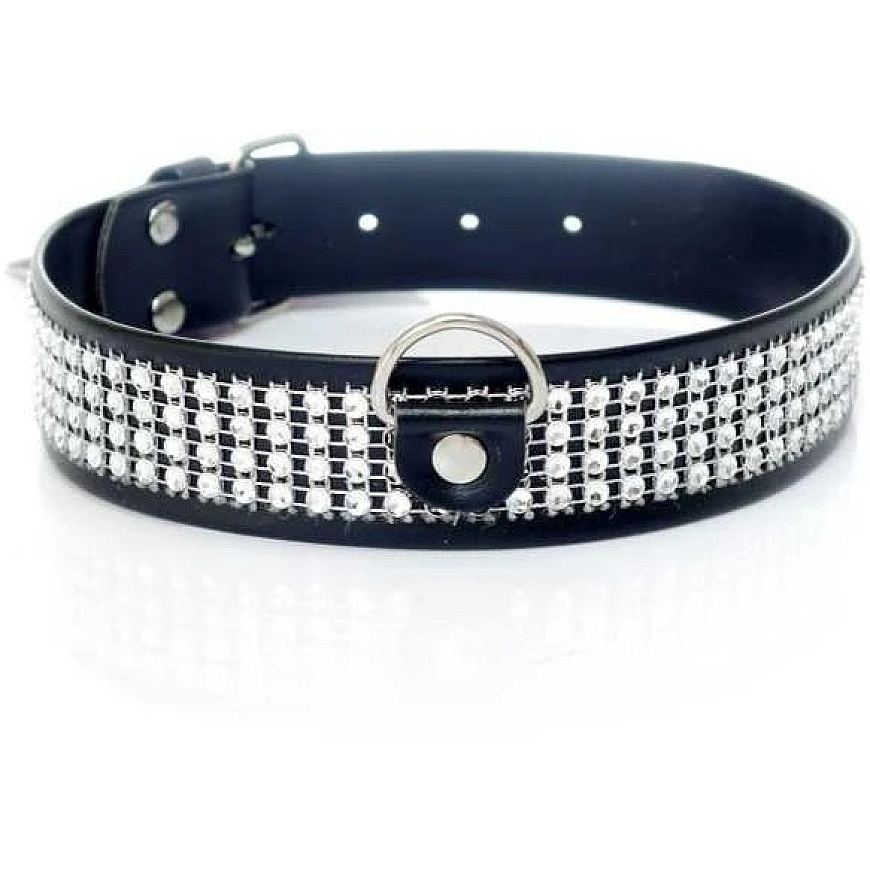 Fetish B Series Erotic Collar with Crystals, Adjustable, 3 cm