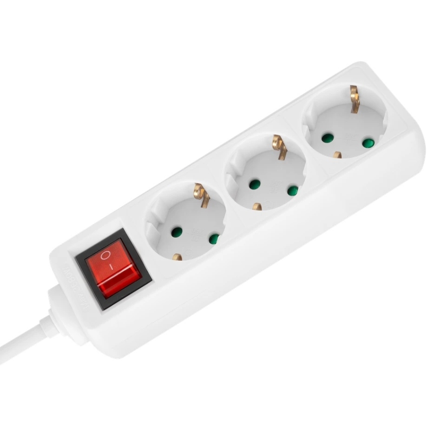 Extension Cord 3 Sockets 1.5 m German Type with Switch (3x1.0 mm) Rebel White – 3