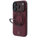 Mercedes Leather maciņš ar riņķveida statīvu MagSafe, paredzēts iPhone 18 Pro Max / 17 Pro Max, bordo krāsā