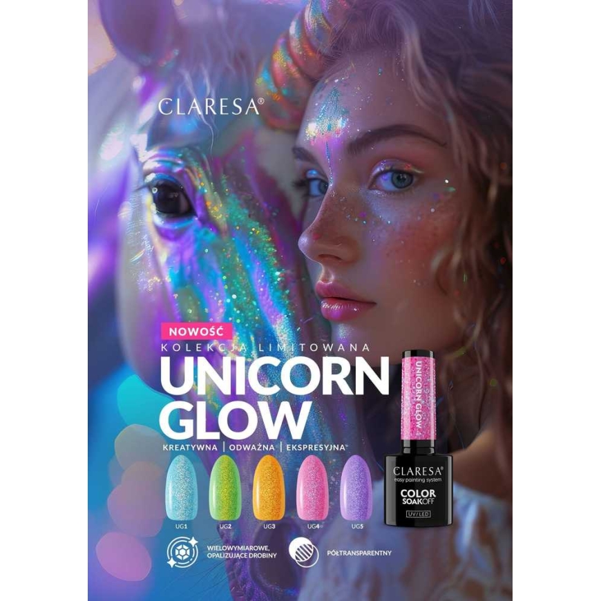 CLARESA N Hibridinis nagų lakas Unicorn Glow 02 5 g – 2