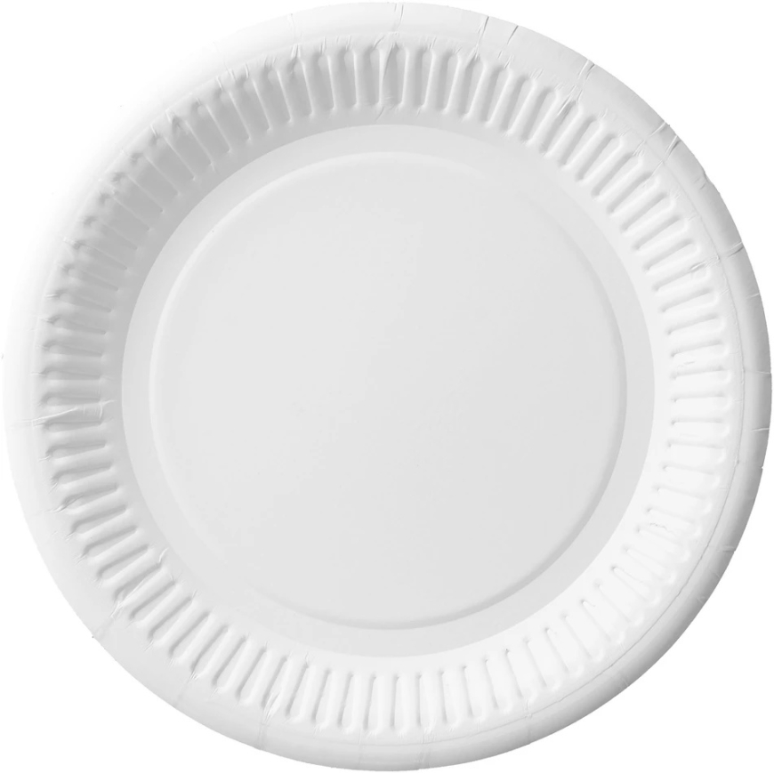 Abcpak Vienreiz lietojamā šķīvis, balts, papīrs/bez pārklājuma, D 20 cm, 100 gab