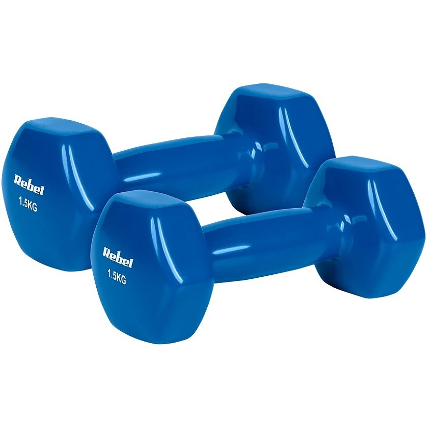ŠEŠIAKAMPIAI ketaus vinilo hanteliai 2 x 1.5kg, REBEL ACTIVE