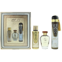 Komplekt Ard Al Zaafaran: Turab Al Dhahab Eau De Parfum sievietēm, 100 ml + Turab Al Dhahab dezodorants vīriešiem, 250 ml + Tura