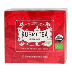 Ökoloogiline puuvilja- ja ürditee „Kusmi Tea AquaRosa“ – 20 musliini teekotti