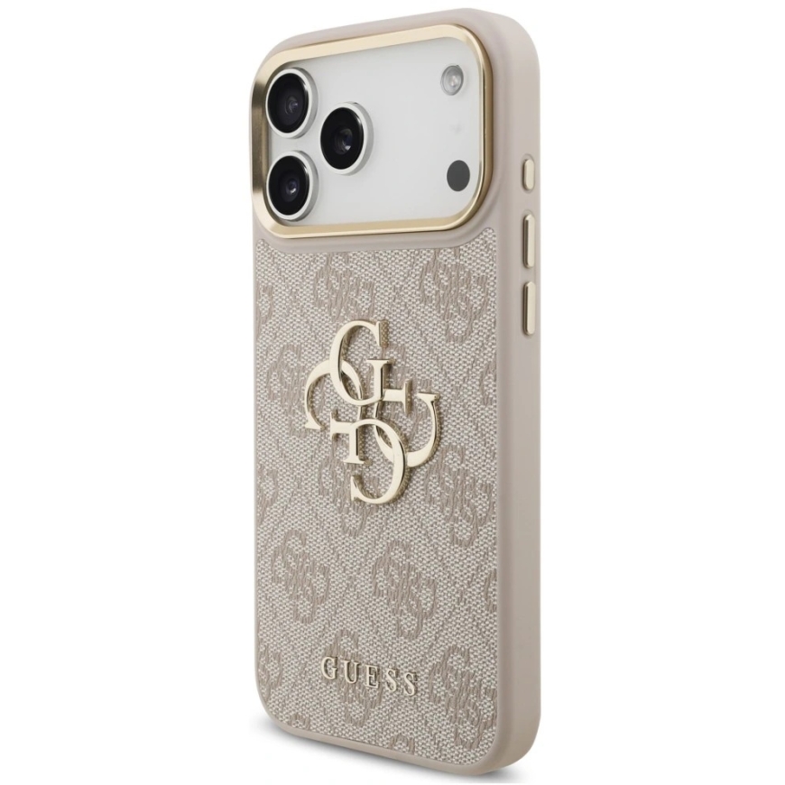 Guess 4G Big 4G Classic Logo Big vāks ar siksnu un metāla pogām, paredzēts iPhone 18 Pro / 17 Pro, rozā – 3