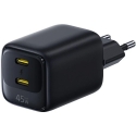 Baseus EnerFill FE22 45W 2xUSB-C QC PD Wall Charger with 1m USB-C Cable, Black Baseus EnerFill FE22 45W 2xUSB-C QC PD Wall Charger with 1m USB-C Cable, Black