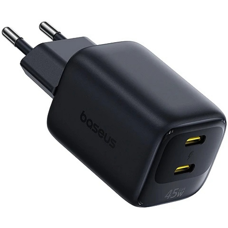 Baseus Sieninis įkroviklis EnerFill FE22 45W 2xUSB-C QC PD su USB-C kabeliu 1m, juodas – 3