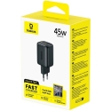 Baseus EnerFill FE22 45W 2xUSB-C QC PD Wall Charger with 1m USB-C Cable, Black Baseus EnerFill FE22 45W 2xUSB-C QC PD Wall Charger with 1m USB-C Cable, Black