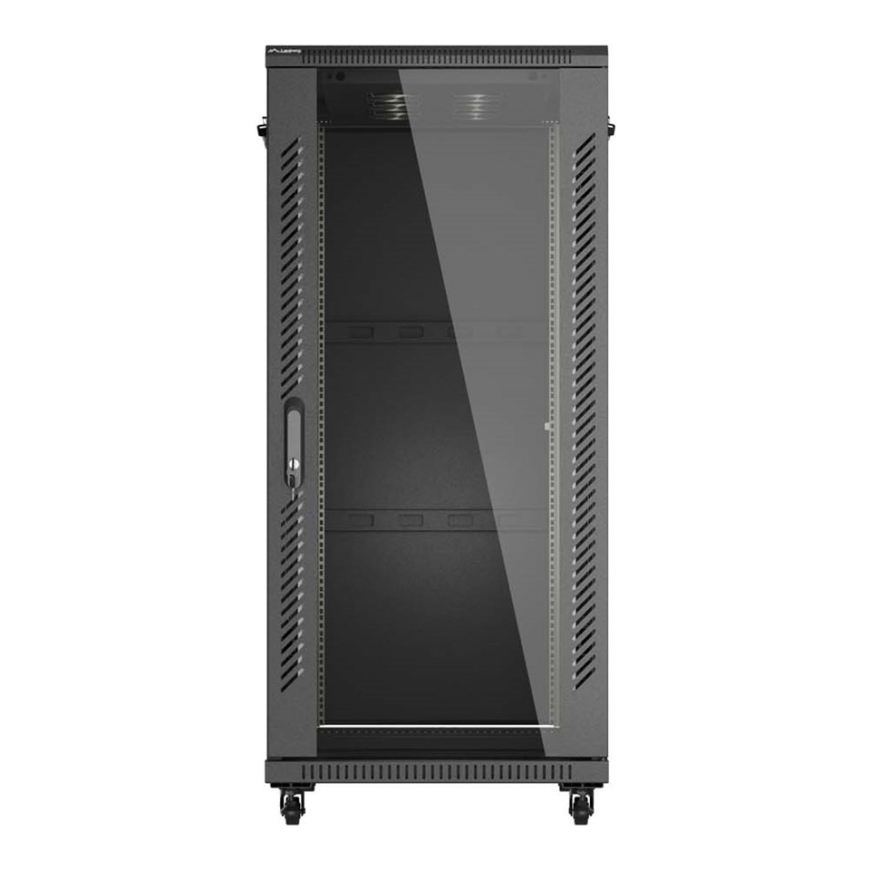 19" 27U 600 × 1000 BLACK FLOOR-STANDING RACK CABINET WITH GLASS DOOR, LANBERG (FLAT PACK) – 2