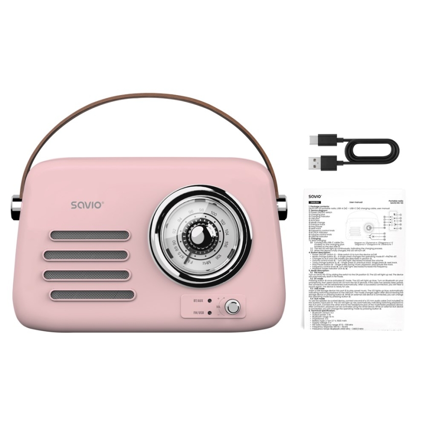 SAVIO RS-03 Kandes raadio, roosa – 3