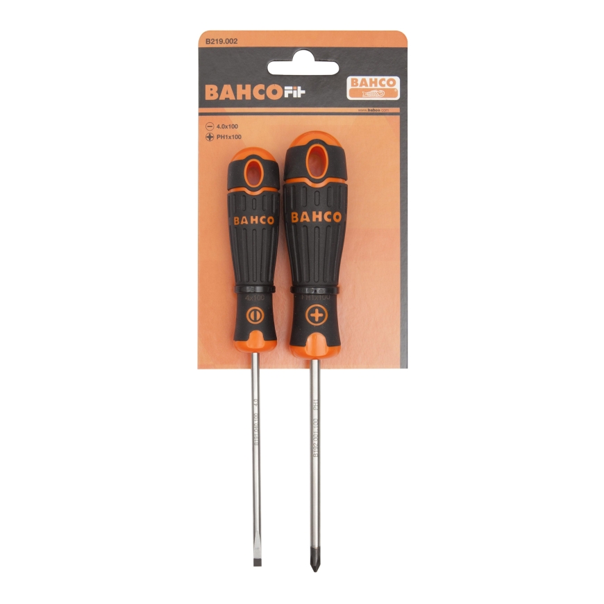 Screwdriver Set 2 pcs BahcoFit PH1*100 and Flat 0.8x4.0x100mm
