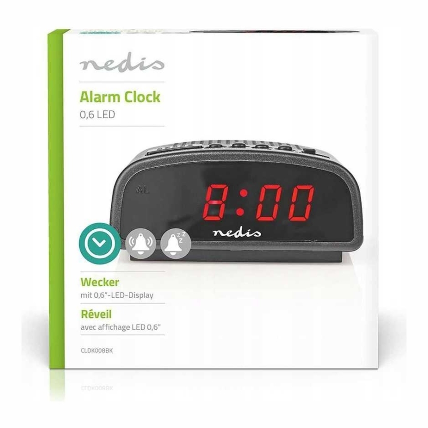 Nedis CLDK008BK LED Galda pulkstenis ar