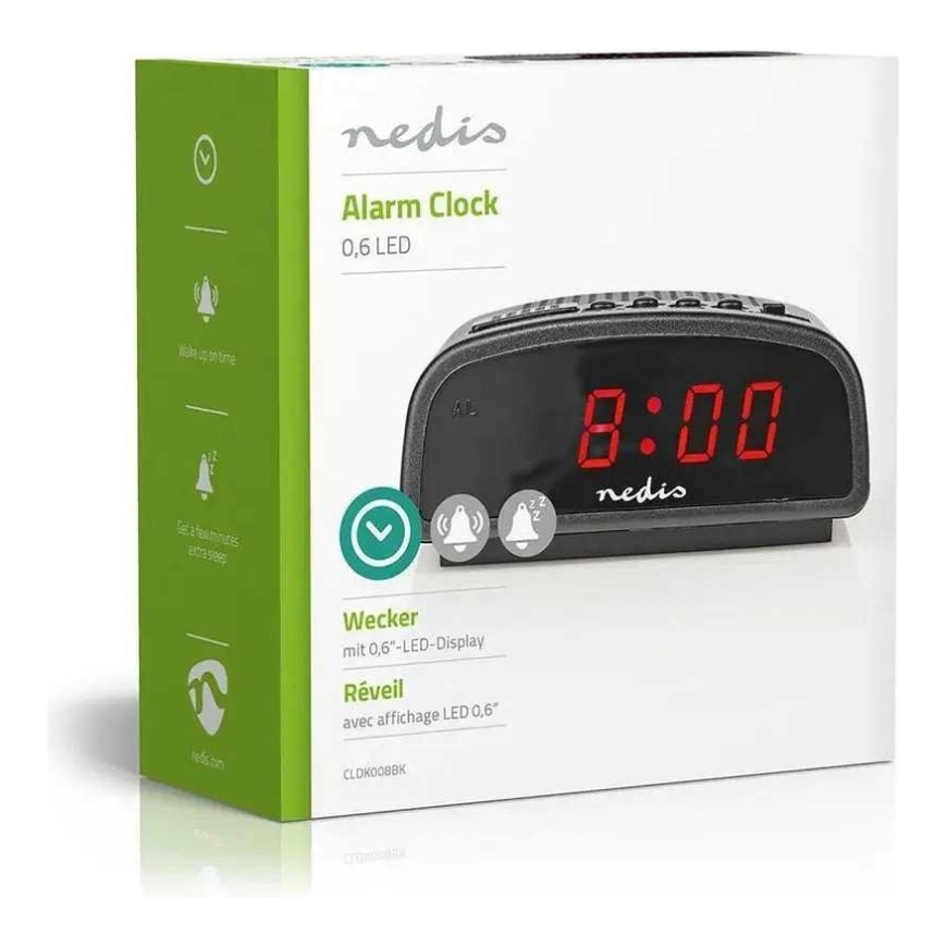 Nedis CLDK008BK LED Desk Clock with Snooze Function without Radio, Black – 2