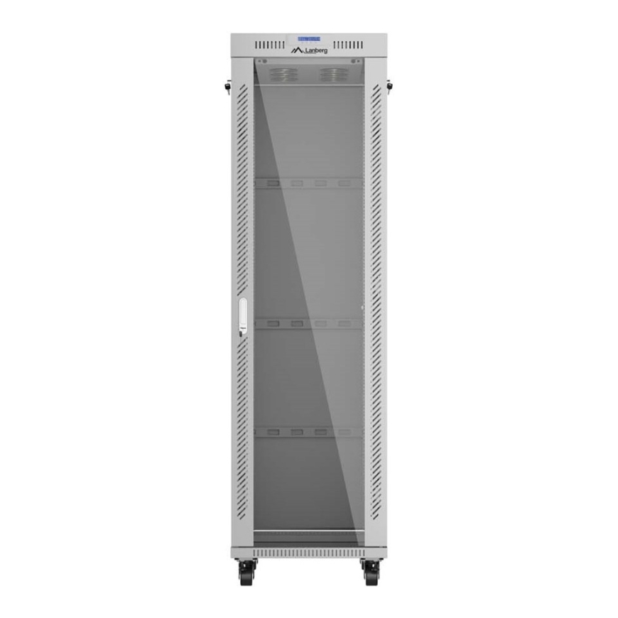 19" 42U 600 × 1000 GRIETNS GRĒDUS STĀVOKLIS RACK KABINETU AR STIKLA DURVĪM UN LCD, LANBERG (PLAKANĀ IEPAKOJUMS) – 2