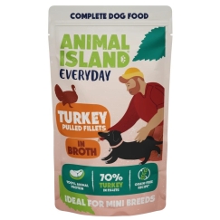 ANIMAL ISLAND Jokapäiväinen kalkkunan revitty fileet liemessä - märkä koiranruoka - 150g