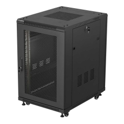19" 18U 600 × 800 MUSTA PÕRANDARIKK CABINET PERFOREERITUD UKS, LANBERG (LAHTISE PAKENDIGA)