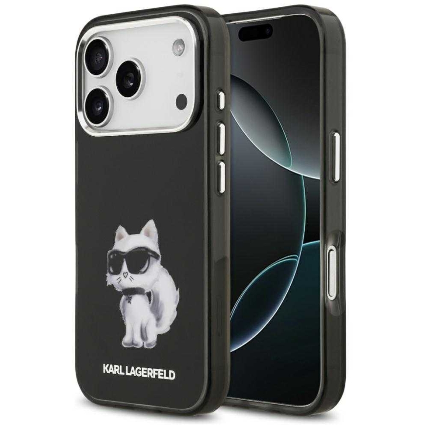 „Karl Lagerfeld IML Aquarelle Choupette & Logo MagSafe“ dėklas, skirtas „iPhone 17 Pro“ – Juodas