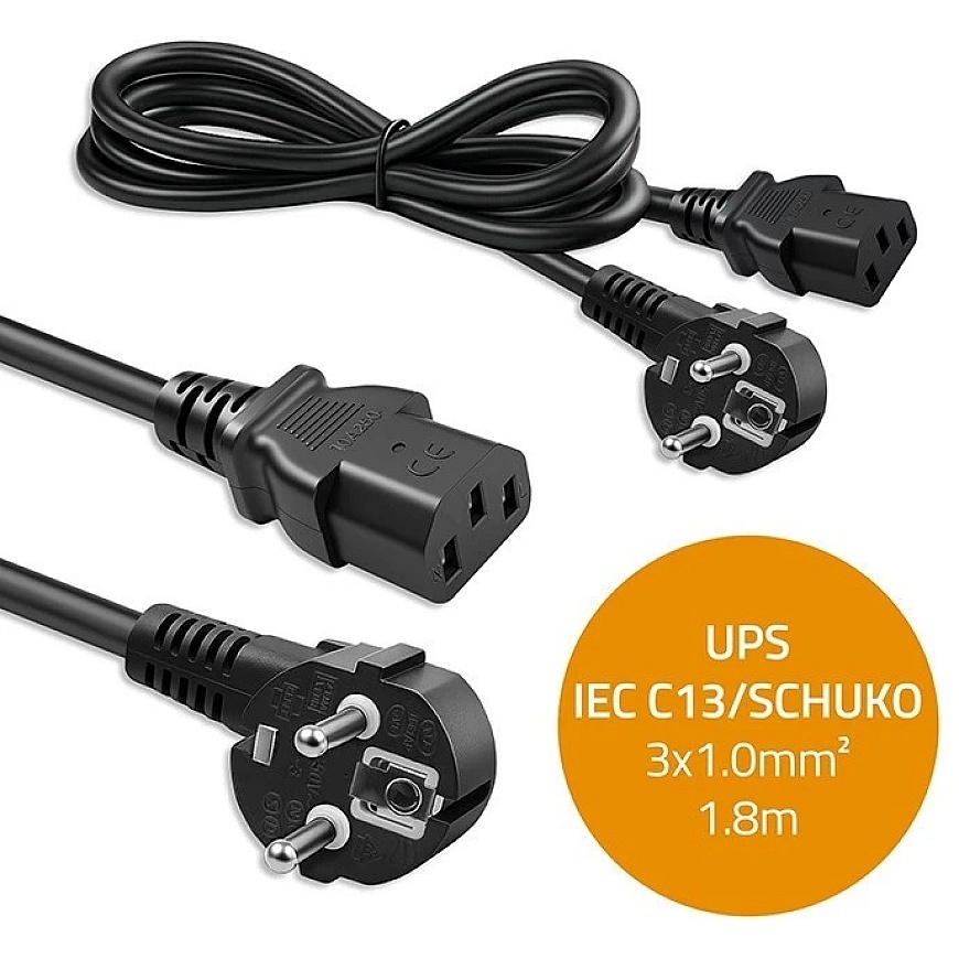 Qoltec Virtakaapeli SCHUKO CEE 7/7 Kulmikas IEC C13 1,8m – 2