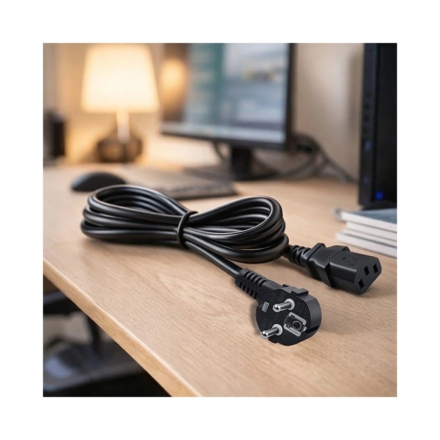 Qoltec Virtakaapeli SCHUKO CEE 7/7 Kulmikas IEC C13 1,8m – 5