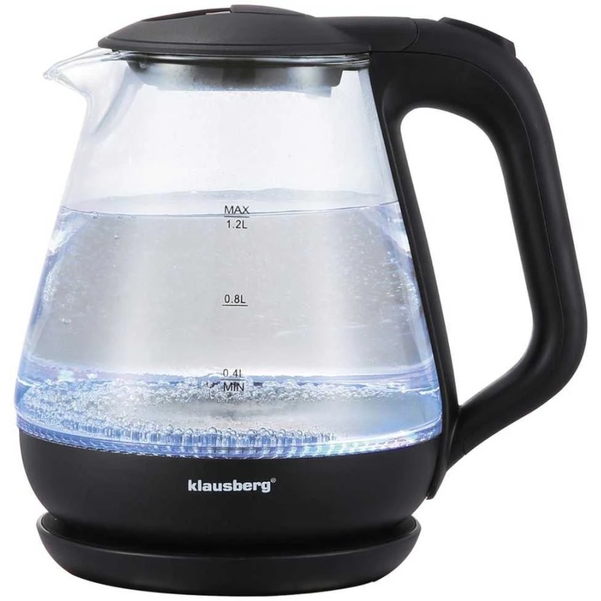 Virdulys, Elektrinis virdulys, stiklinis, 1,2 l, LED, Klausberg kb-9003