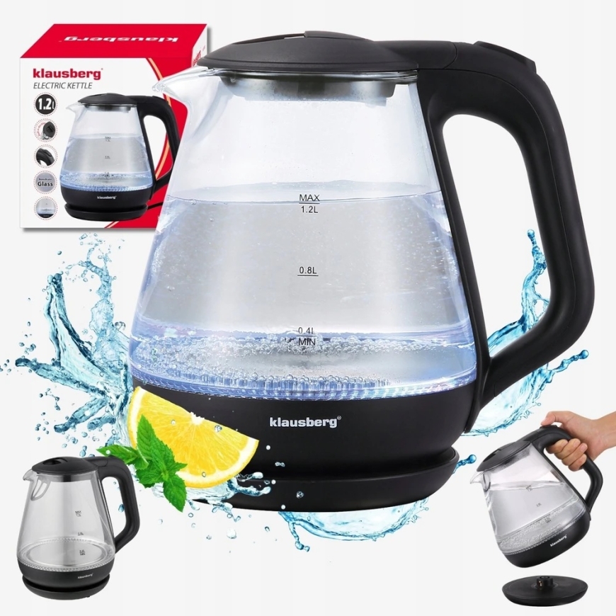 Kettle, Electric kettle, glass, 1.2 l, LED, Klausberg kb-9003 – 2