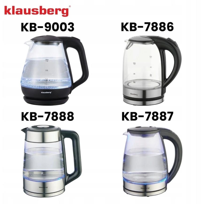 Veekeetja, Elektriline veekeetja, klaas, 1,2 l, LED, Klausberg kb-9003 – 3