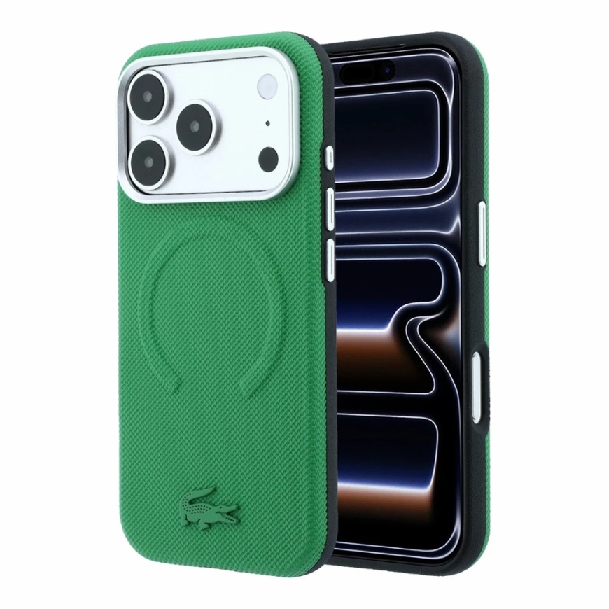 Lacoste PVC Petit Pique Semi Wrap Embossed MagSafe Korpus iPhone 18 Pro Max Estragonile