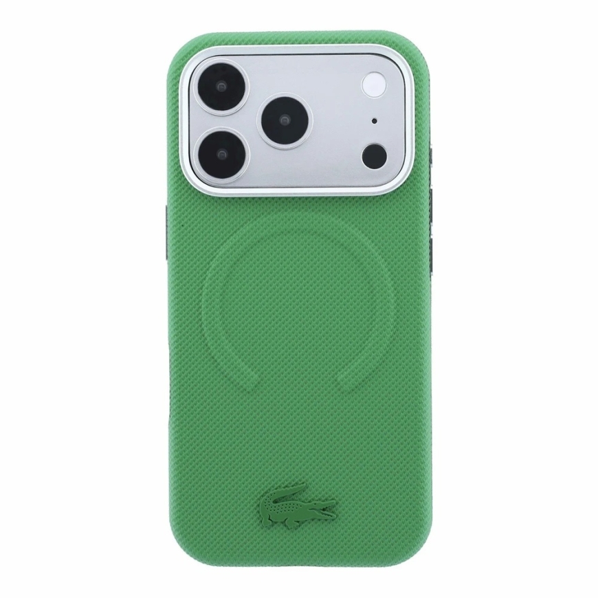 Lacoste PVC Petit Pique Semi Wrap Embossed MagSafe Dėklas skirtas iPhone 18 Pro Max Estragon – 3