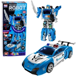 Lean Toys Konstruktorius policijos robotas 2-in-1 su šviesomis ir garsais, mėlynas, baltas, juodas, 46 × 33 × 13 cm, 29 dalių