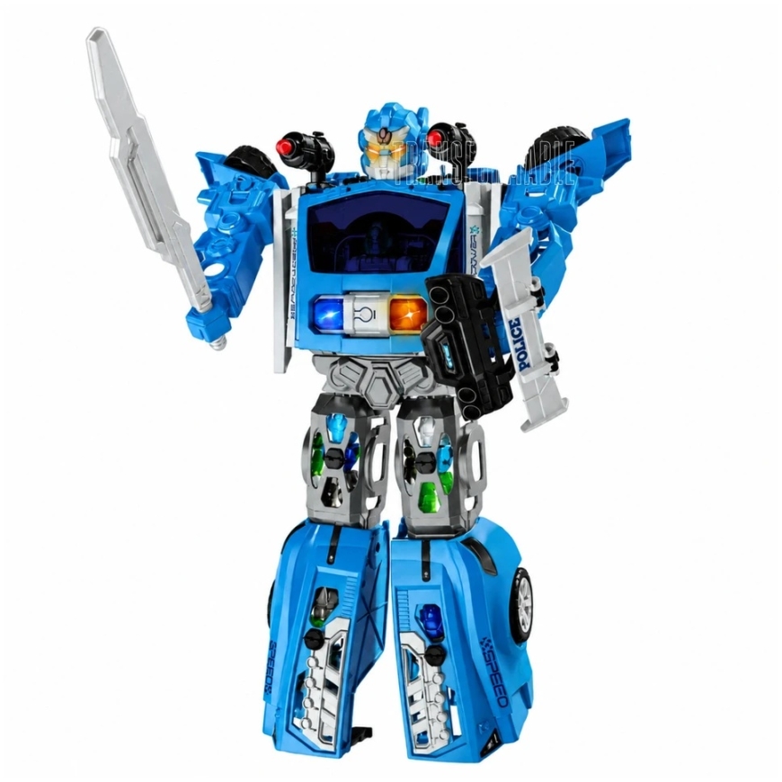 Lean Toys Konstruktorius policijos robotas 2-in-1 su šviesomis ir garsais, mėlynas, baltas, juodas, 46 × 33 × 13 cm, 29 dalių – 3