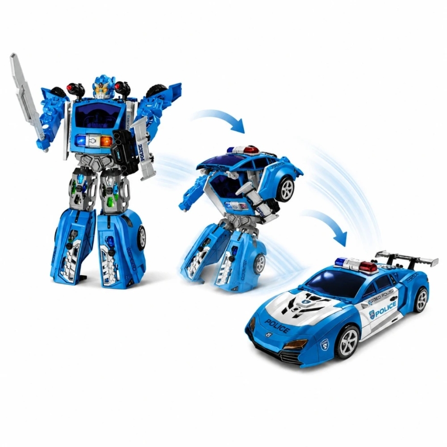 Lean Toys 2-in-1 Policijas robota konstruktors ar gaismām un skaņām, zils, balts, melns, 46 × 33 × 13 cm, 29 daļas – 5