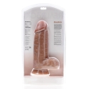 Realrock By Shots Ypač storas tiesus šukutės su kamuoliukais 23 cm - rudas Realrock By Shots Ypač storas tiesus šukutės su kamuoliukais 23 cm - rudas
