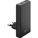 Goobay Divkāršais ātrais USB-C™ PD GaN 90° plakanais lādētājs (45 W) melns Goobay Divkāršais ātrais USB-C™ PD GaN 90° plakanais lādētājs (45 W) melns