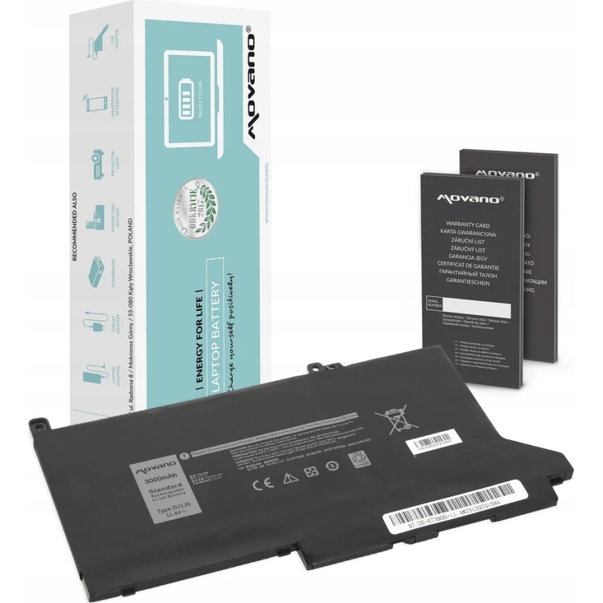 Movano aku dj1j0 c27rw Dell Latitude 7280 7290 7380 7390 7480 7490 jaoks - 11.4v - 3000 mah (34 wh) – 3