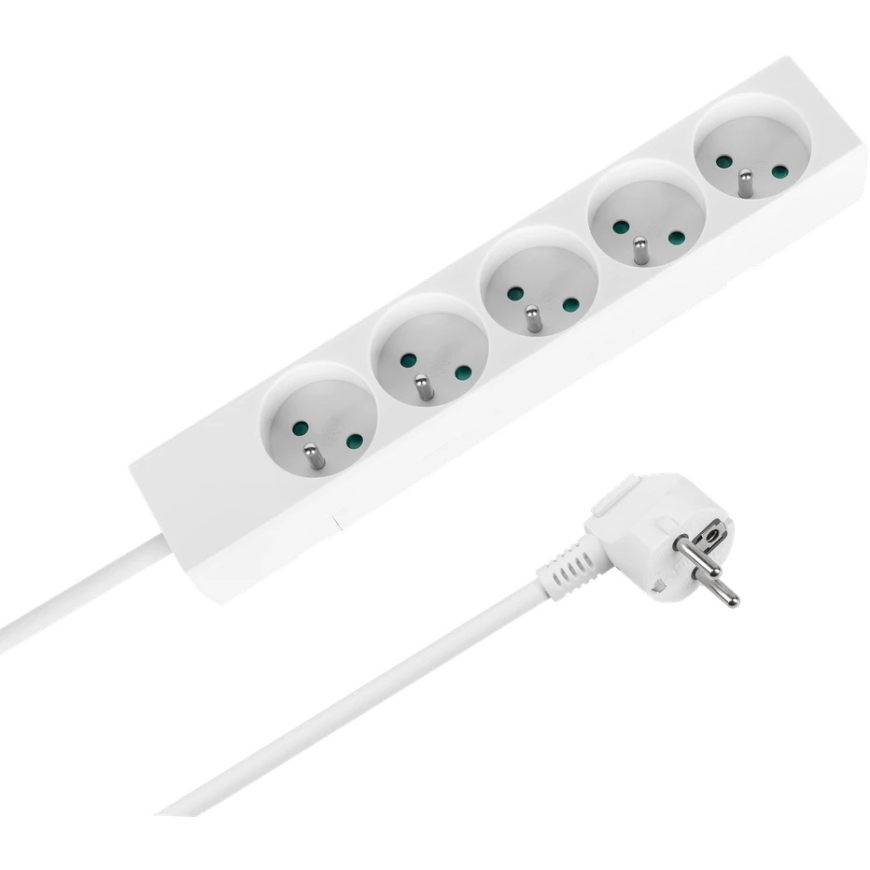Rebel French Type Power Strip 5 Sockets 2m Without Switch (3x1.5 mm) White