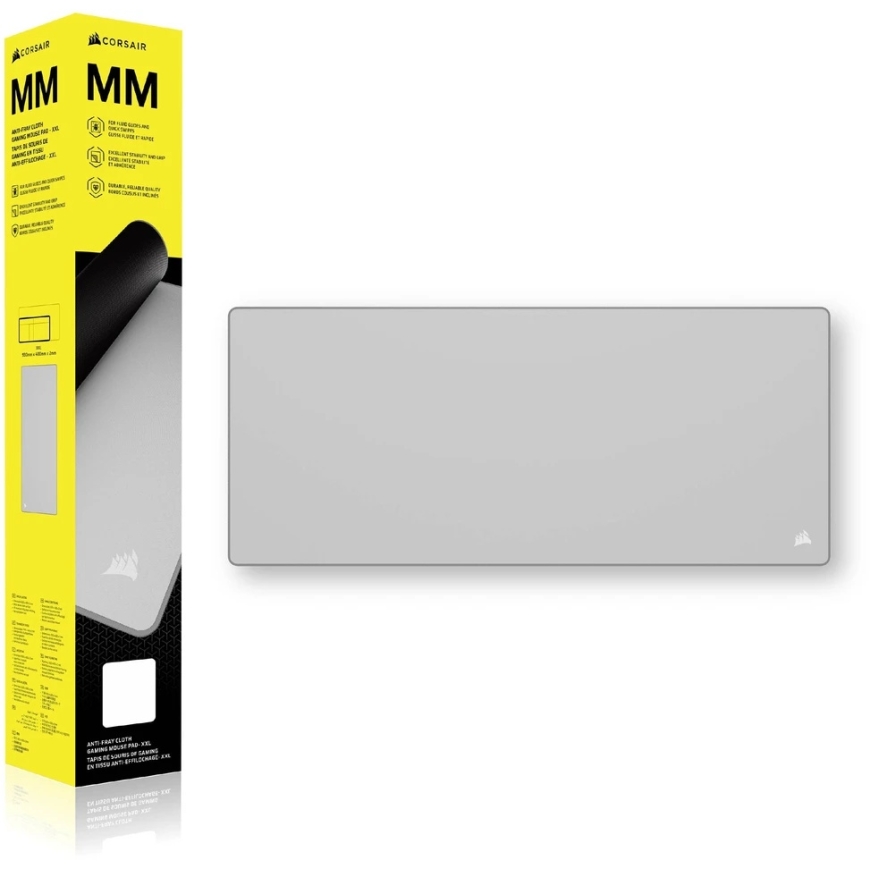 CORSAIR MM Pelės kilimėlis žaidimams, Fabric Surface, Anti-Fray Edges – Pilkas, XXL