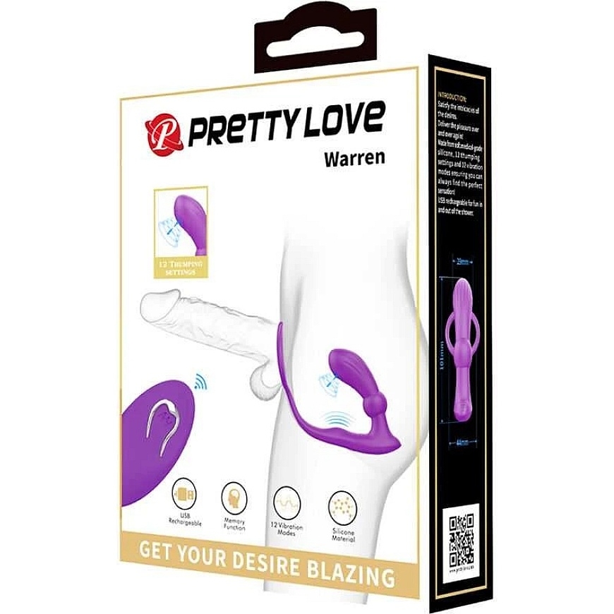 Pretty Love Bottom GRAŽUOLĖ MEILĖ - Warren Violet, беспроводной пульт дистанционного управления, 12 настроек импульсных волн, 12 – 3