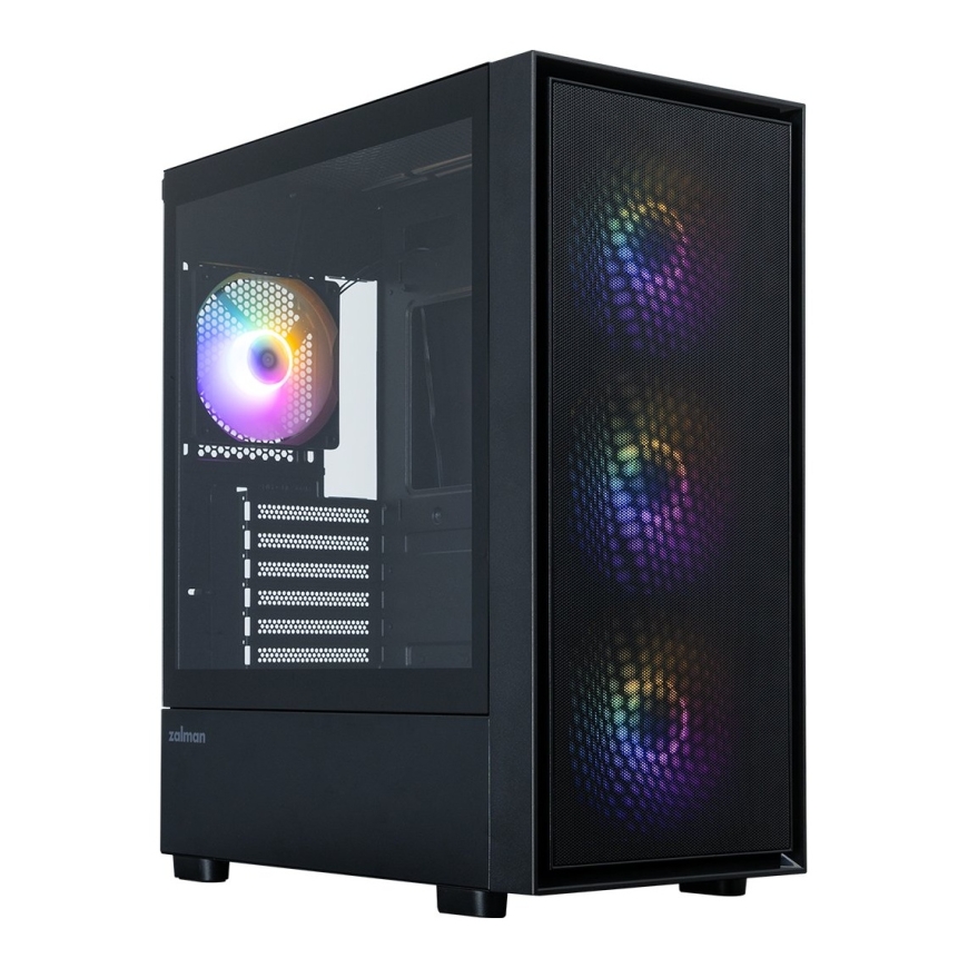 Zalman S6, ATX Mid Tower PC Case, 3 x 140mm FRGB Fans, 1 x 120mm FRGB Fans, Black