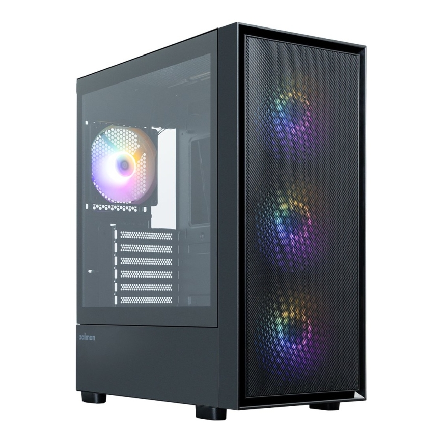 Zalman S6, ATX vidēja torņa PC korpuss, 3 x 140mm FRGB ventilatori, 1 x 120mm FRGB ventilators, melns – 5