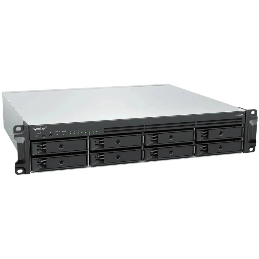 SYNOLOGY 8 dėkliukų 2U AMD Ryzen Embedded V1500B 4GB DDR4 stelažo NAS serveris su dviem maitinimo šaltiniais ir išplėtimo galimy – 2
