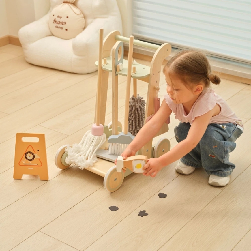 Viga Toys VIGA Puitpuhastusvanker tarvikutega, 11 tk. – 5